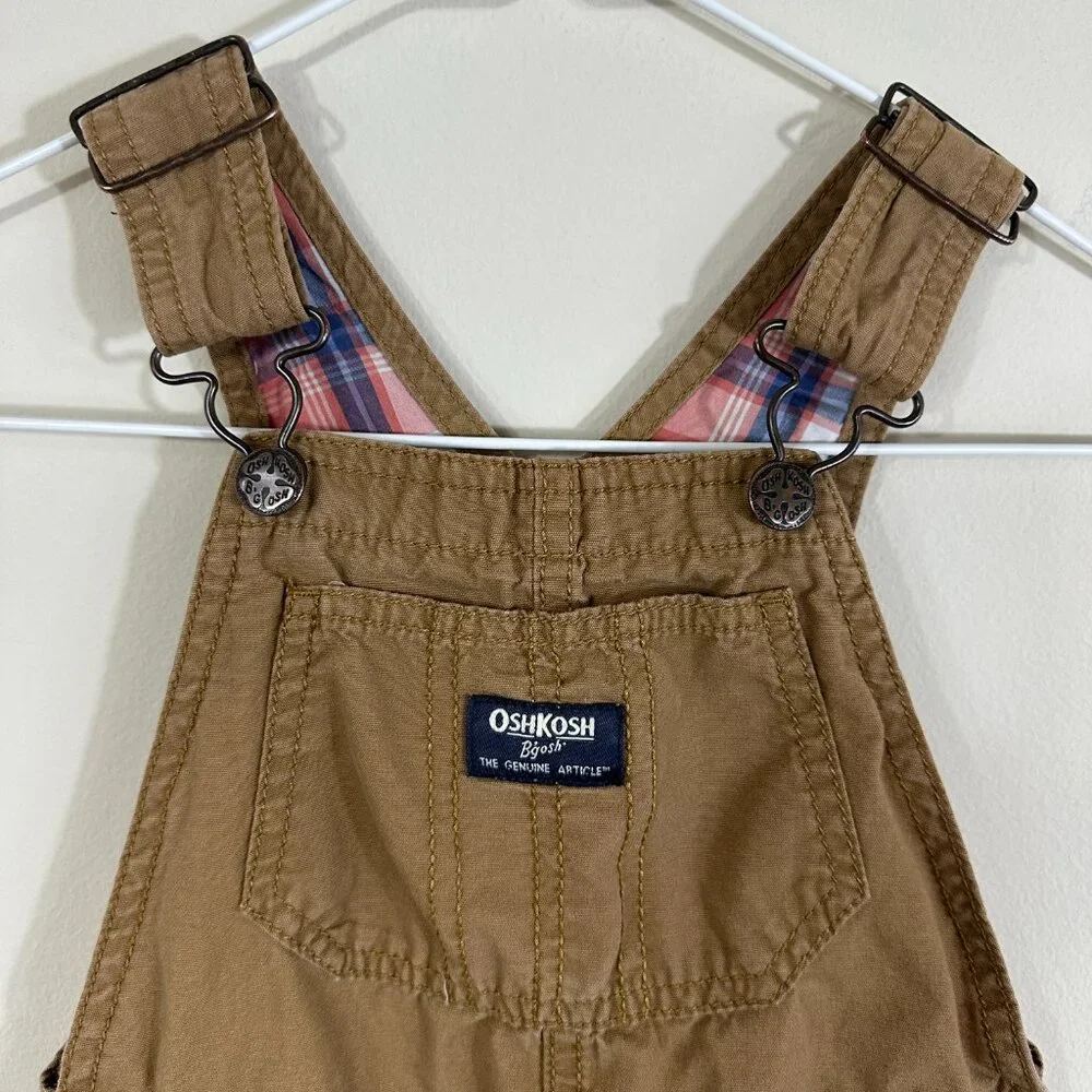 Oshkosh B'gosh Cotton Bib Overalls Vestbak Girl's 4T Khaki / Pink Girls 4T Capri